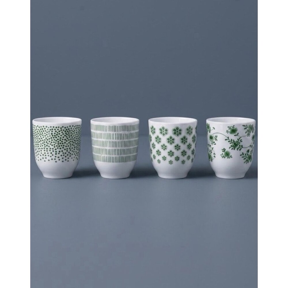 IKEA Entusiasm Handleless 4" Tumbler Mug Cup Set of 4 Discontinued Green NIB